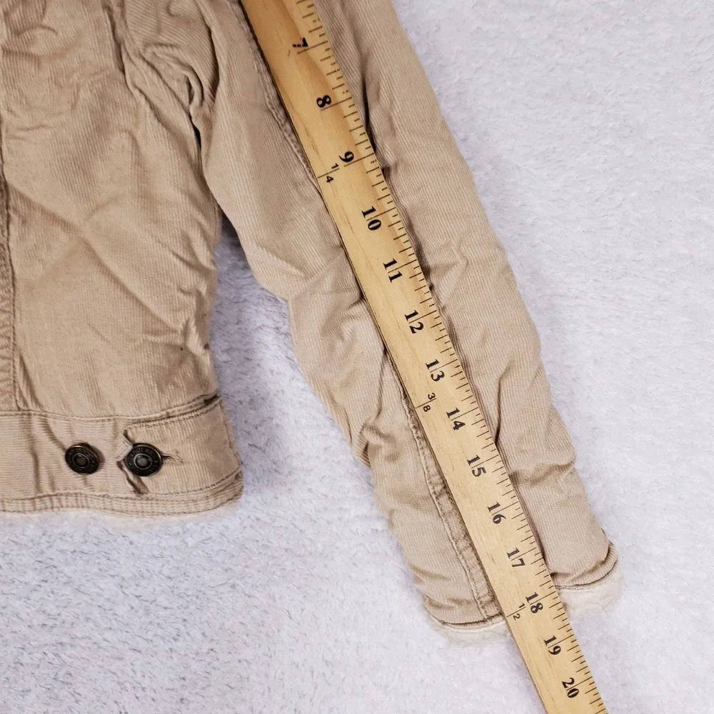 Gap Corduroy Sherpa Jacket Kids S 6 7 Embroidered Trucker Coat Beige Cozy